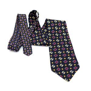 Vintage 90s Tommy Hilfiger Tie Preppy Nautical Stars Flags Navy Blue Red Gold